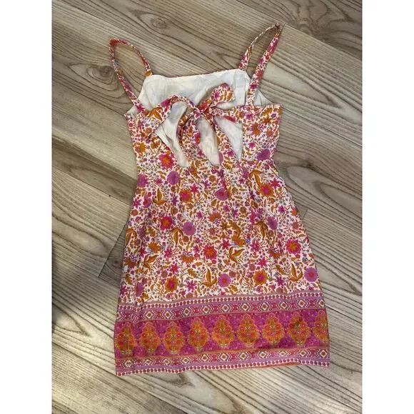 Vici Amayan Baby Doll Mini Dress Womens Size Xsmall orange pink - Picture 5 of 6